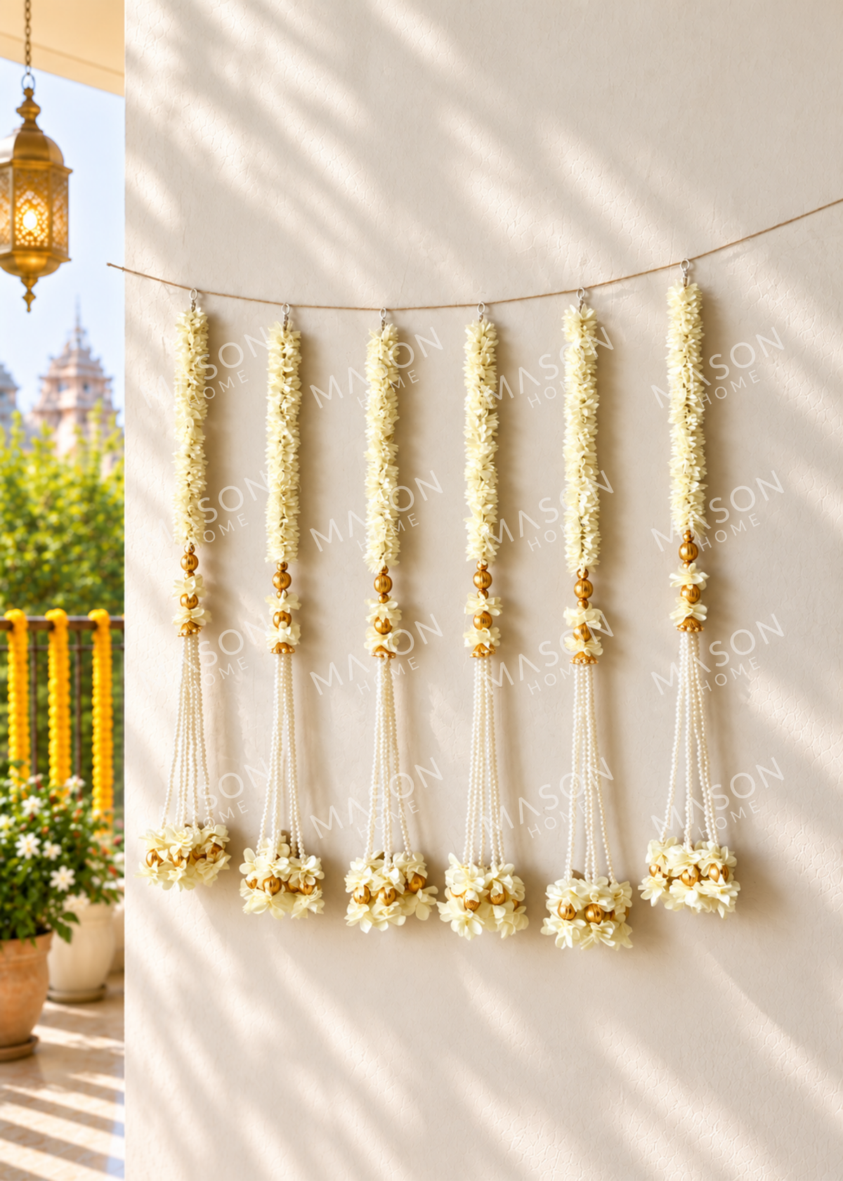 Festive Shahana Floral Latkan White - Set of 6