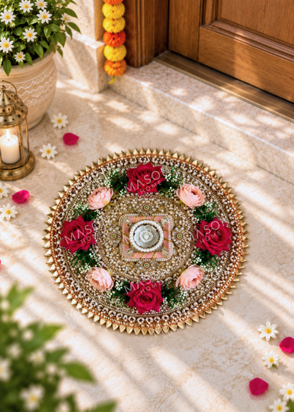 Festive Royal Rose I Artificial Rangoli