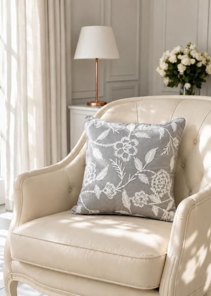 Grey Jasmine Cushion Cover