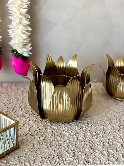 Gold Lotus Diyas
