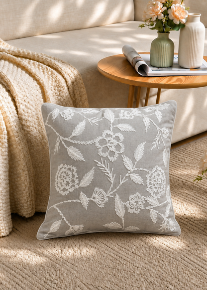 Grey Jasmine Cushion Cover