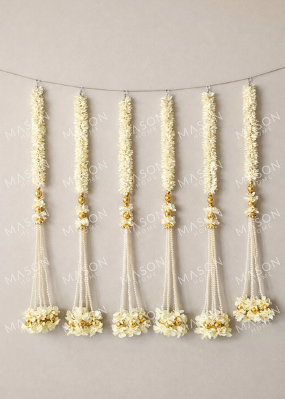 Festive Shahana Floral Latkan White - Set of 6