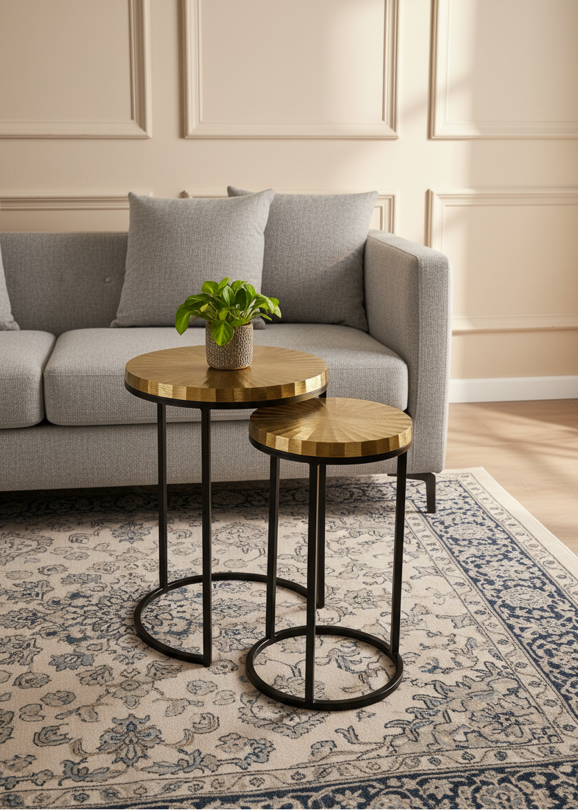 Ghana Nesting Gold Table - Set of 2