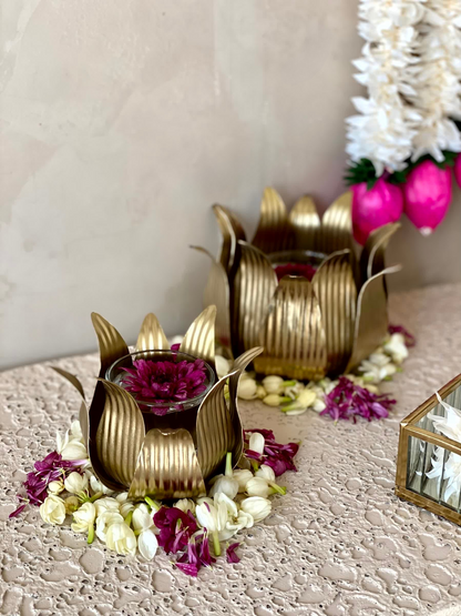 Gold Lotus Diyas