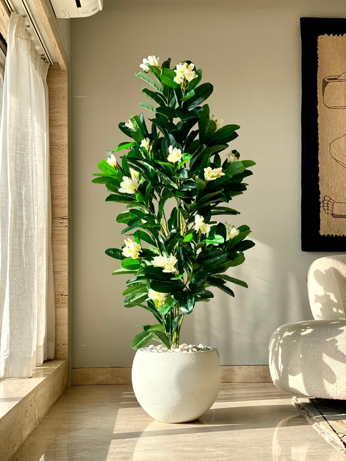 Artificial Frangipani Ivory Plant - 6 Feet