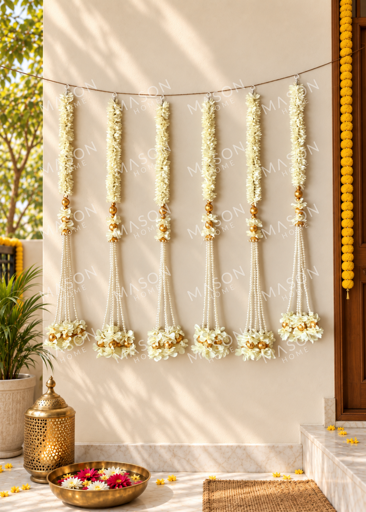Festive Shahana Floral Latkan White - Set of 6