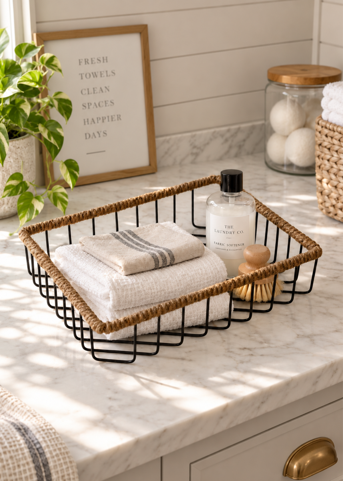 Koa Rectangular Jute Wire Basket