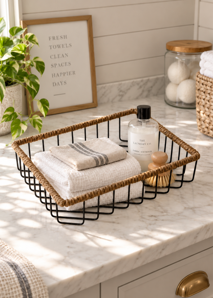 Koa Rectangular Jute Wire Basket