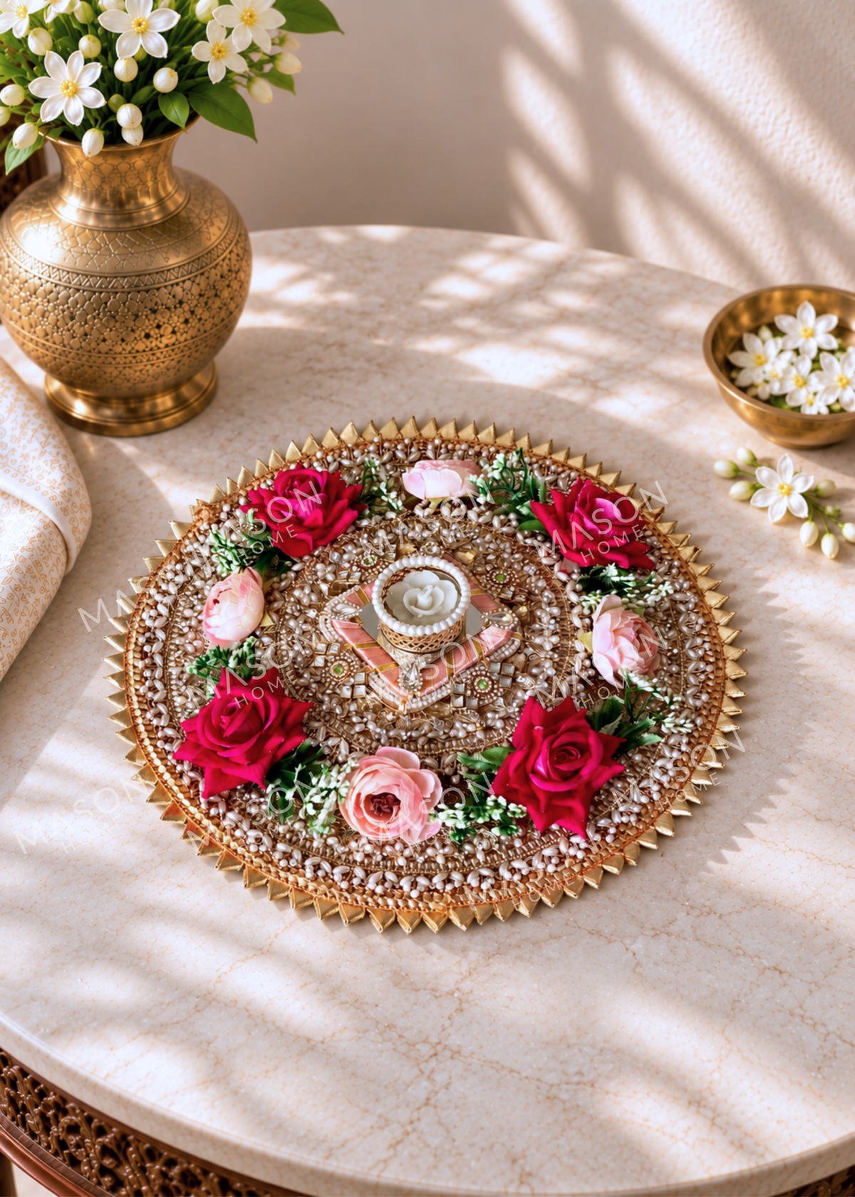 Festive Royal Rose I Artificial Rangoli