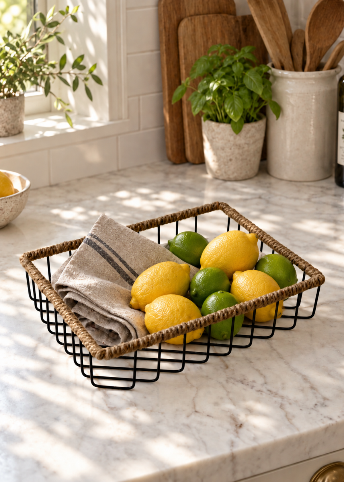 Koa Rectangular Jute Wire Basket