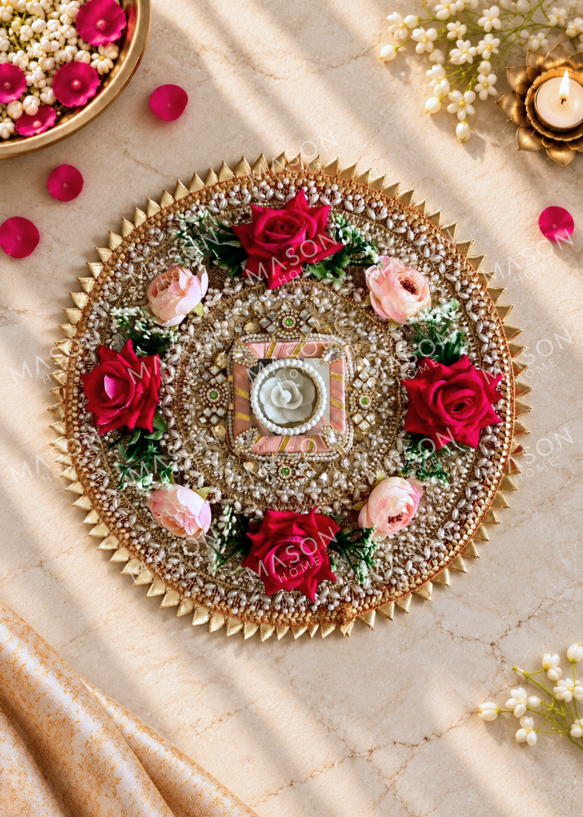 Festive Royal Rose I Artificial Rangoli