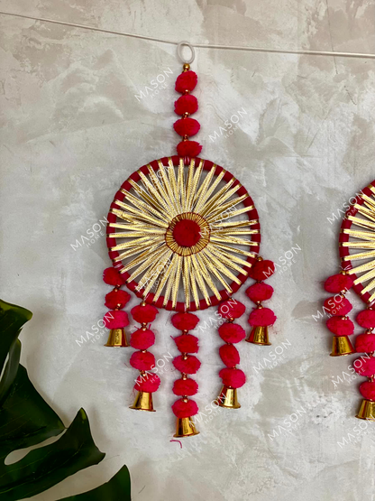 Festive Phulkari Latkan- Set of 2 (Pink)