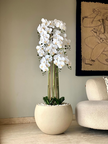 Artificial White Orchid Bloom Plant - 5 Feet