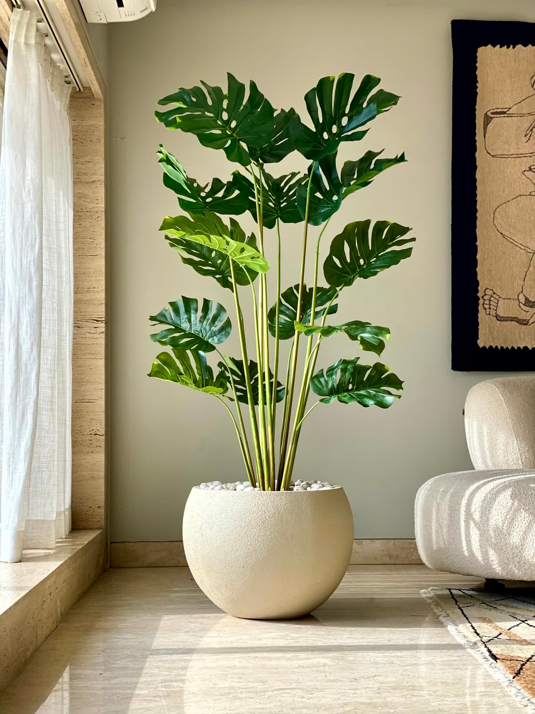 Artificial Evergreen Monstera Plant -  5.5 Feet