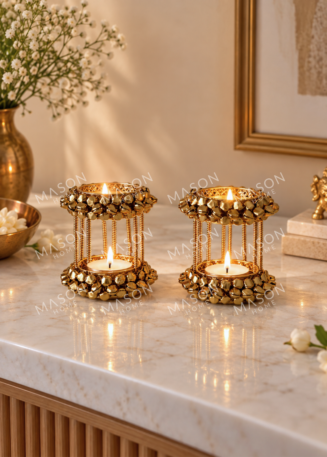 Festive Stellar Gold Diya – Set of 2