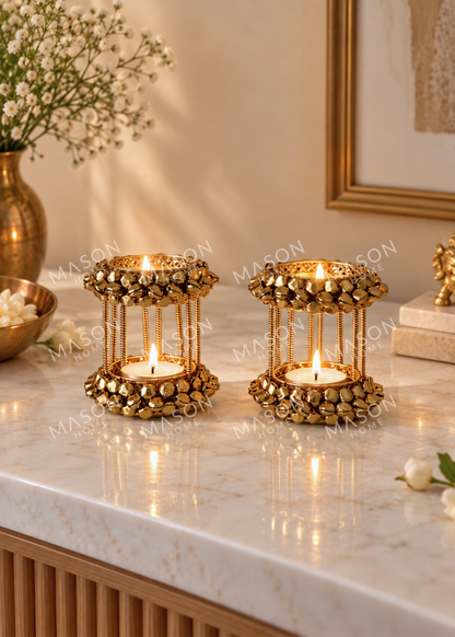Festive Stellar Gold Diya – Set of 2