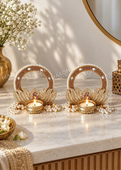 Lumi Pearl Tealight Holder - Set of 2