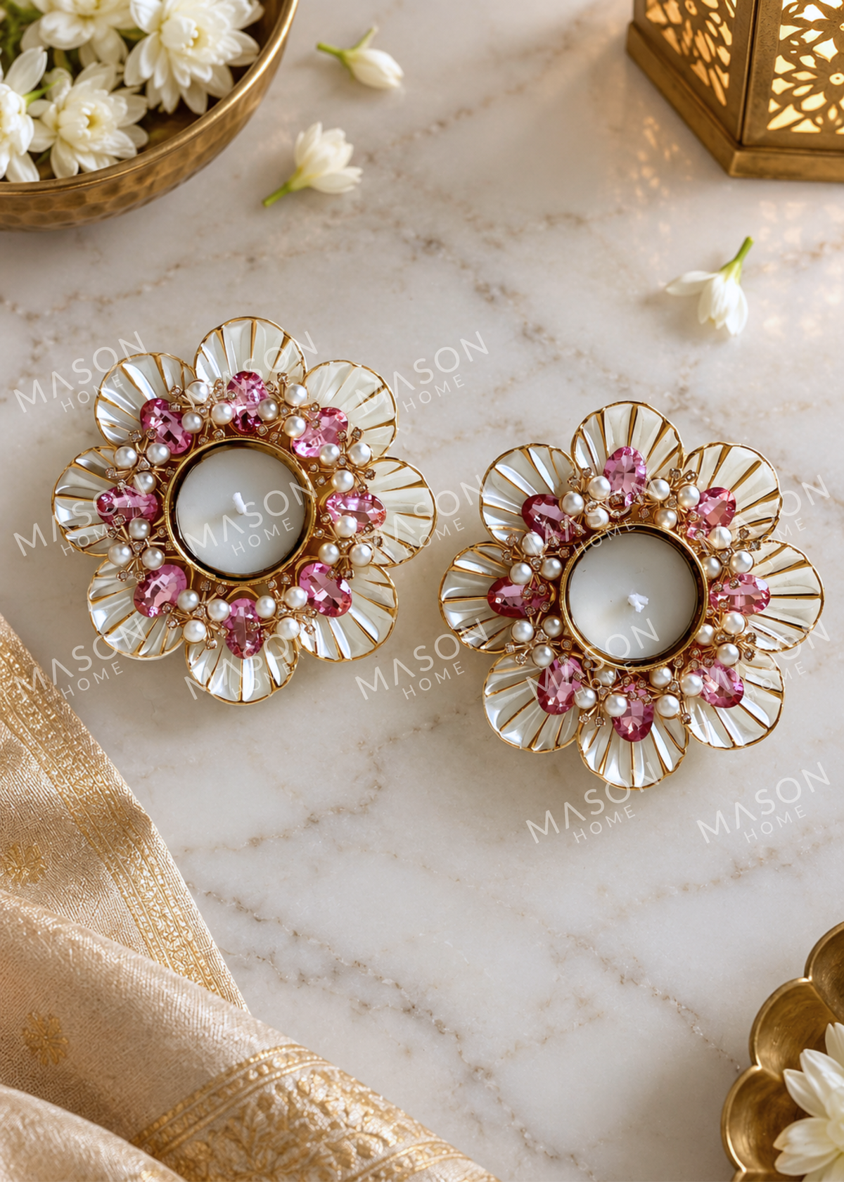 Anaya Floral Diya -Set of 2