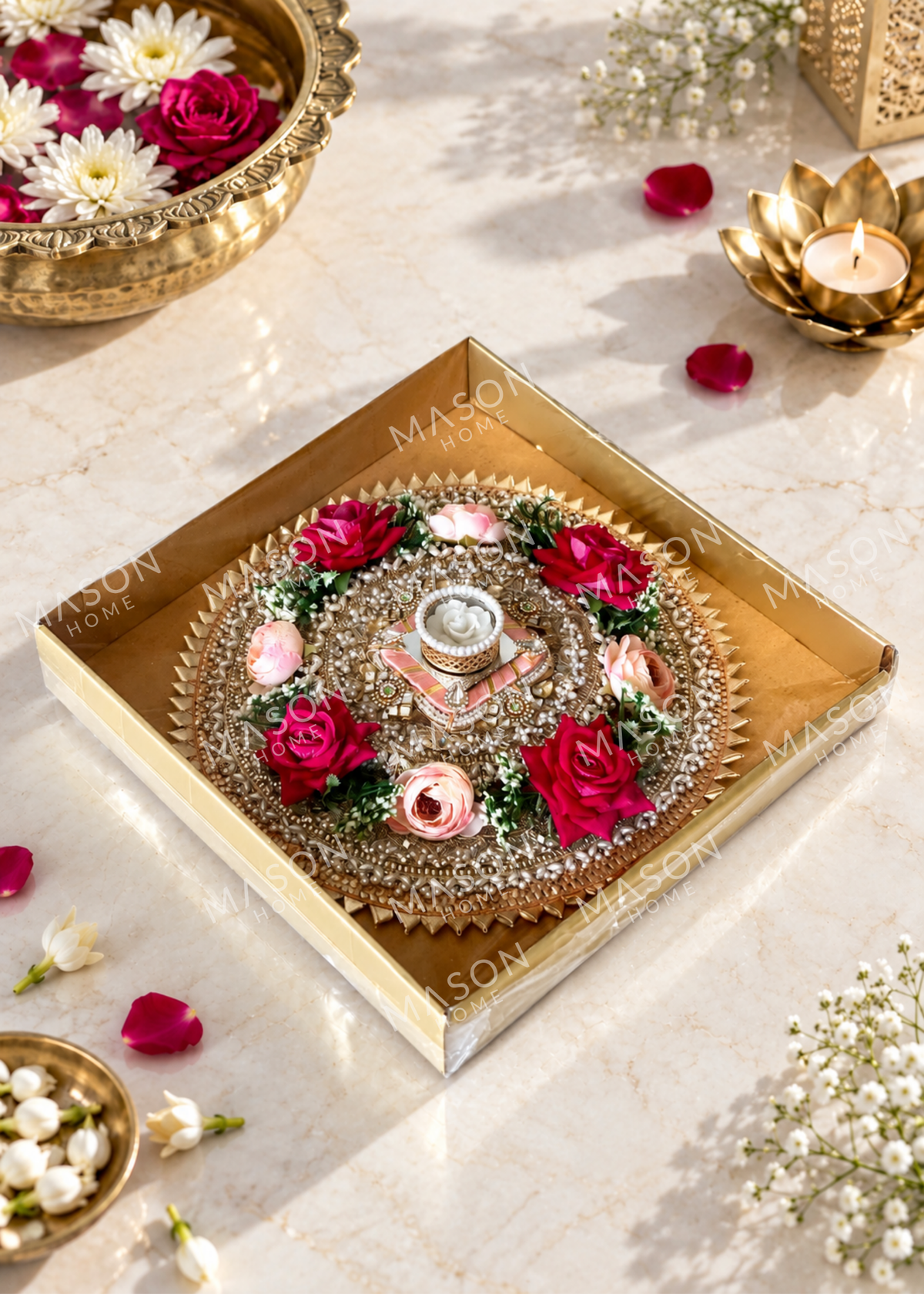 Festive Royal Rose I Artificial Rangoli