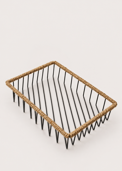 Koa Rectangular Jute Wire Basket
