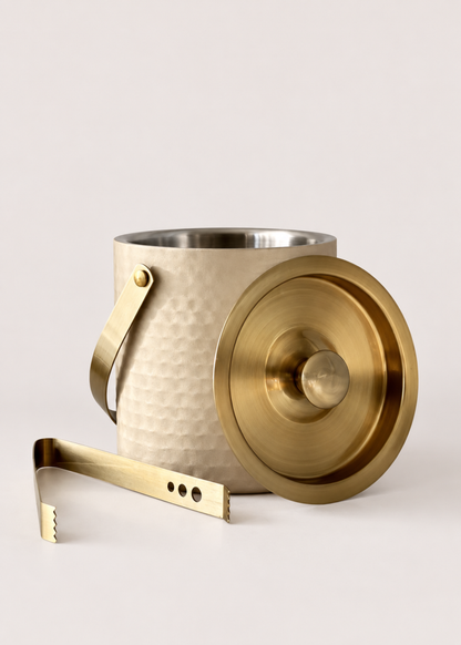 Manor Beige-Gold Ice Bucket &amp; Tong