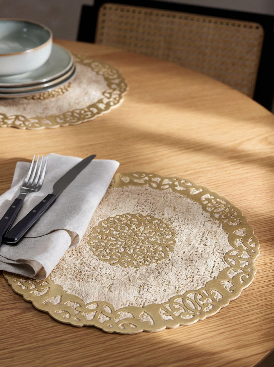 Fleur Placemat Beige - Set of 6