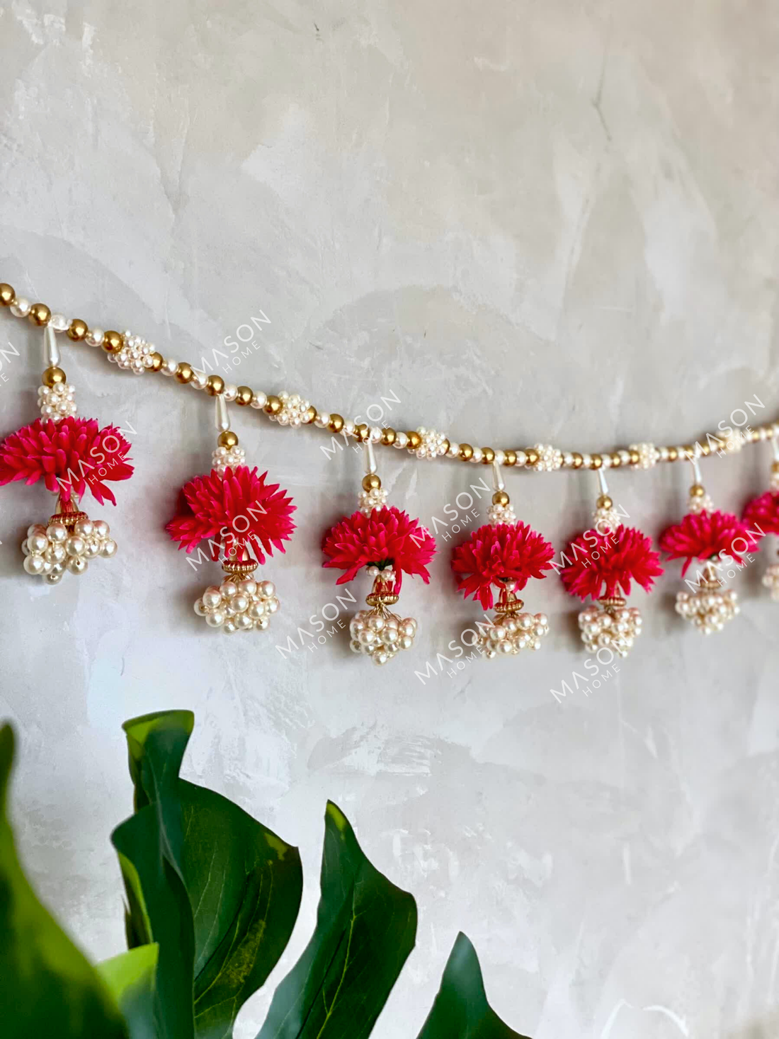 Festive Scarlet Pearl Bloom Toran