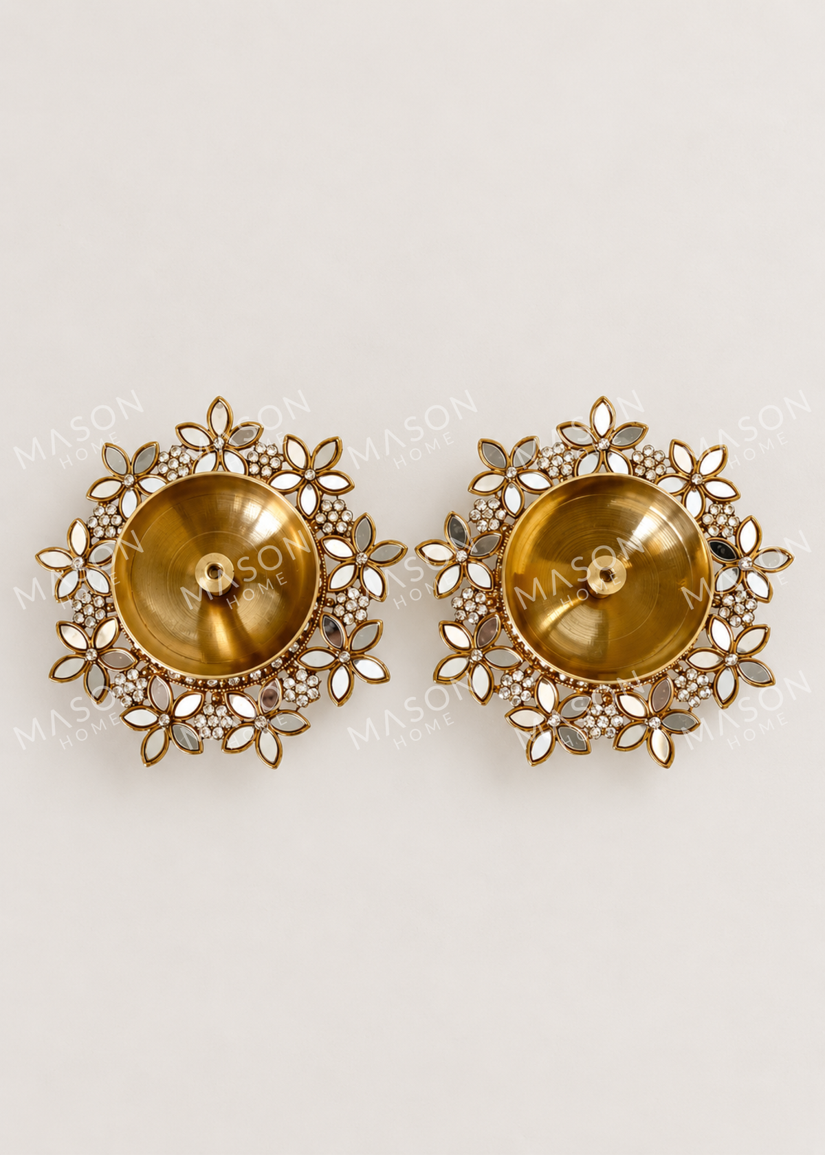 Festive Fleur Brass Diya - Set of 2