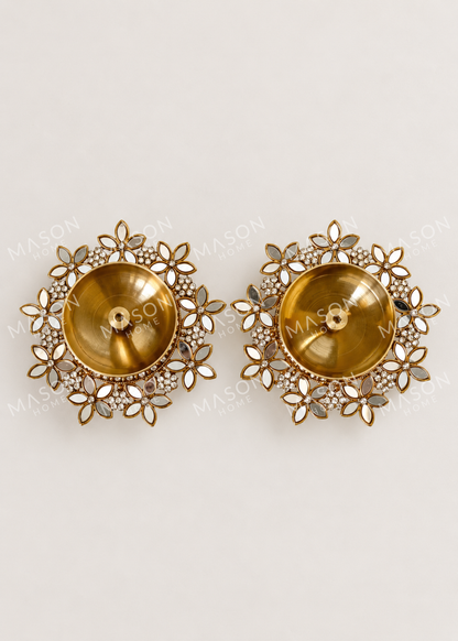 Festive Fleur Brass Diya - Set of 2