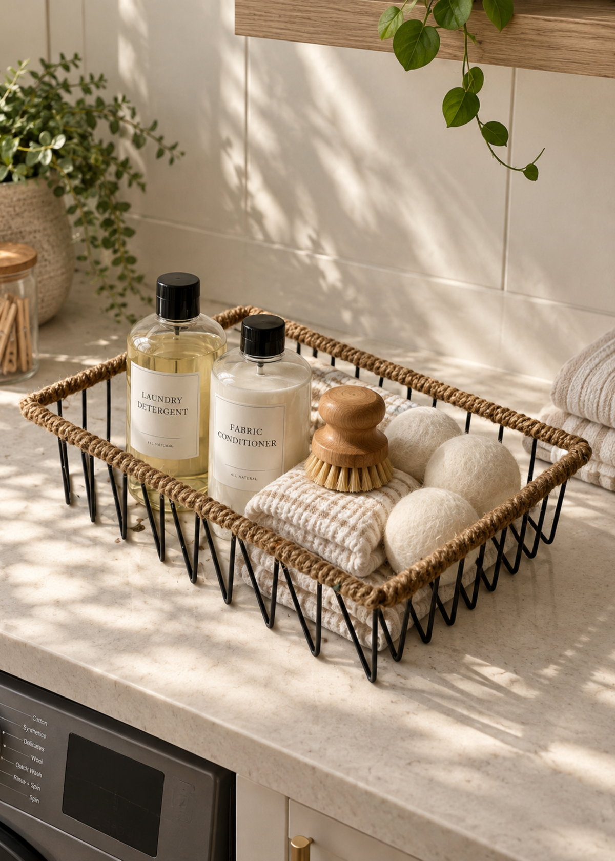 Koa Rectangular Jute Wire Basket