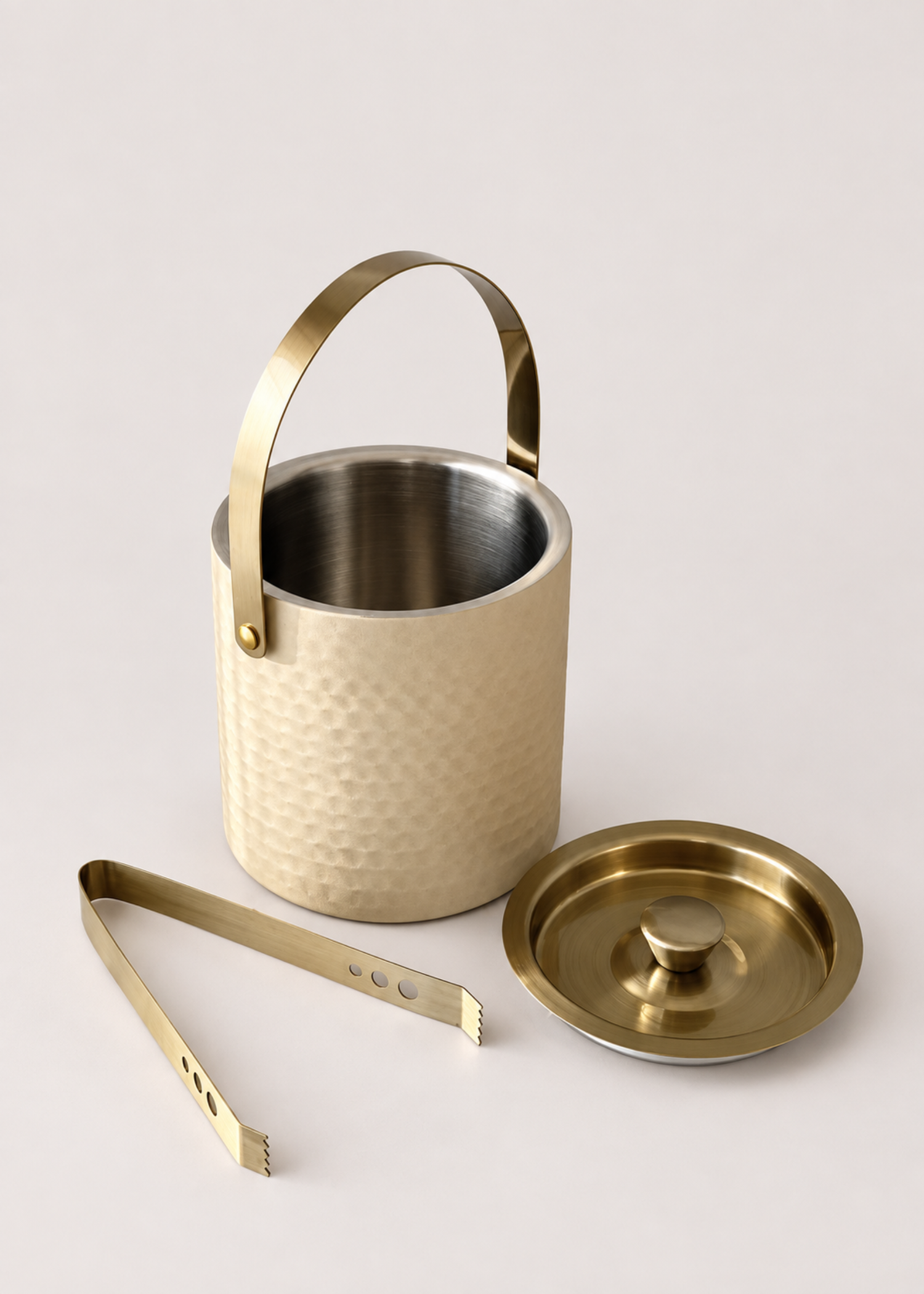 Manor Beige-Gold Ice Bucket &amp; Tong