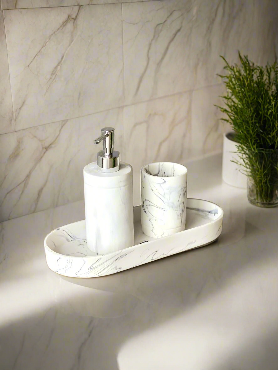 Opulent Marble Bath Set - White