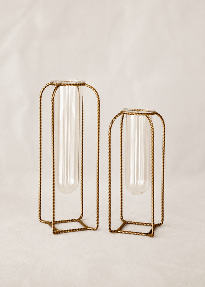 Braided Gold Test Tube Vases