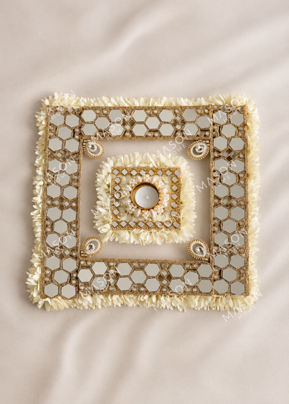 Festive Ivory Bloom Mirror Rangoli