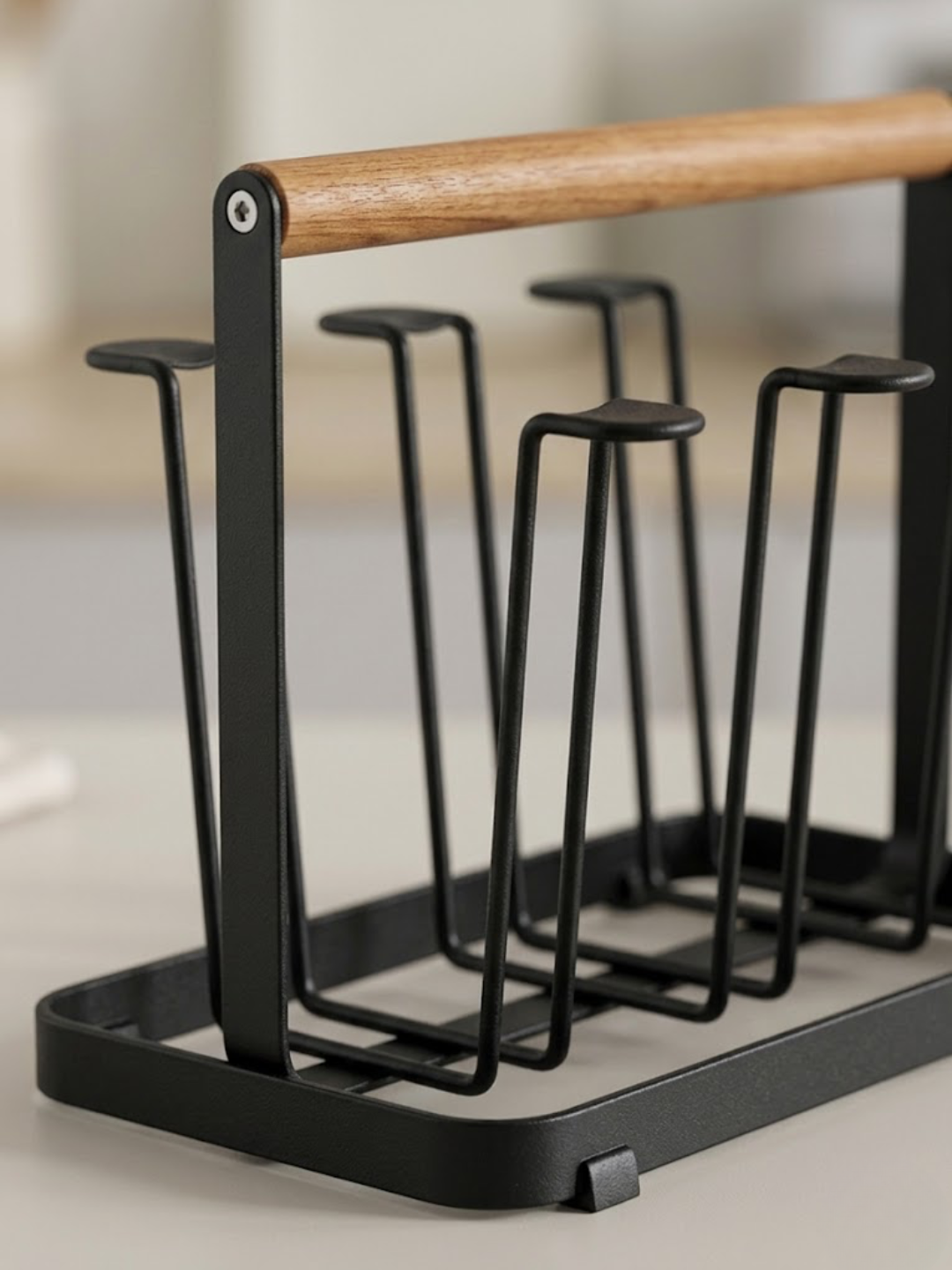 Wooden Handle Glass Holder Black