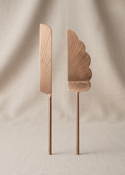 Luna Cake Knife And Server - Rose Gold
