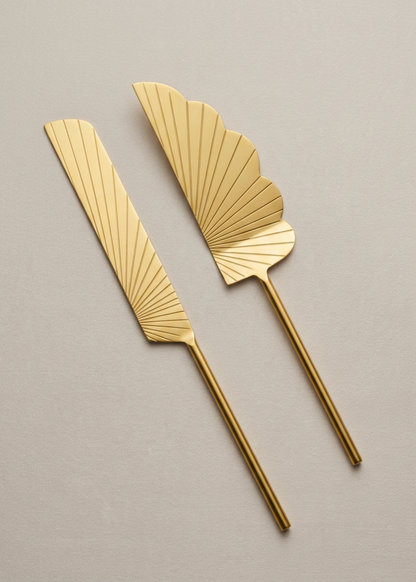 Luna Cake Knife And Server - Gold