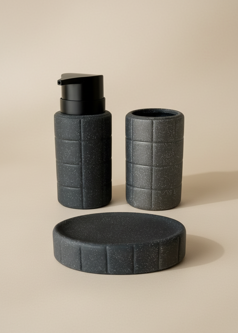 Stria Bathroom Set - Black (Set of 3)