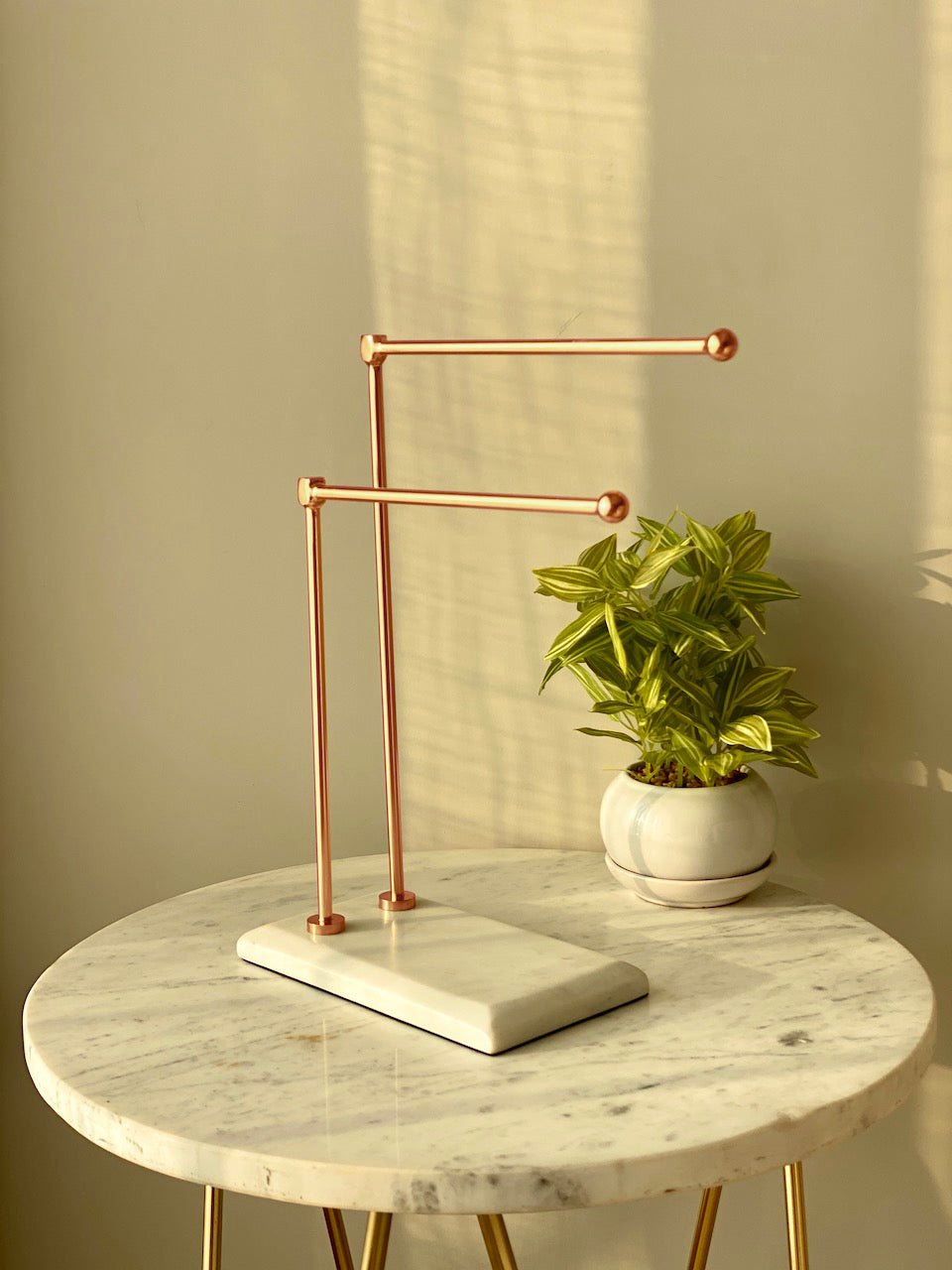 Melrose Hand Towel Stand - White &amp; Rose gold