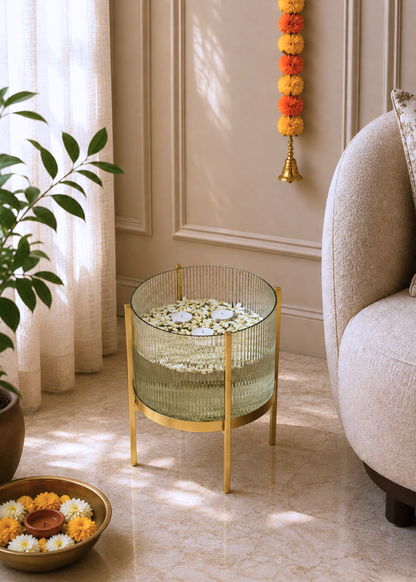 Fluted Glass Bowl Stand - Small