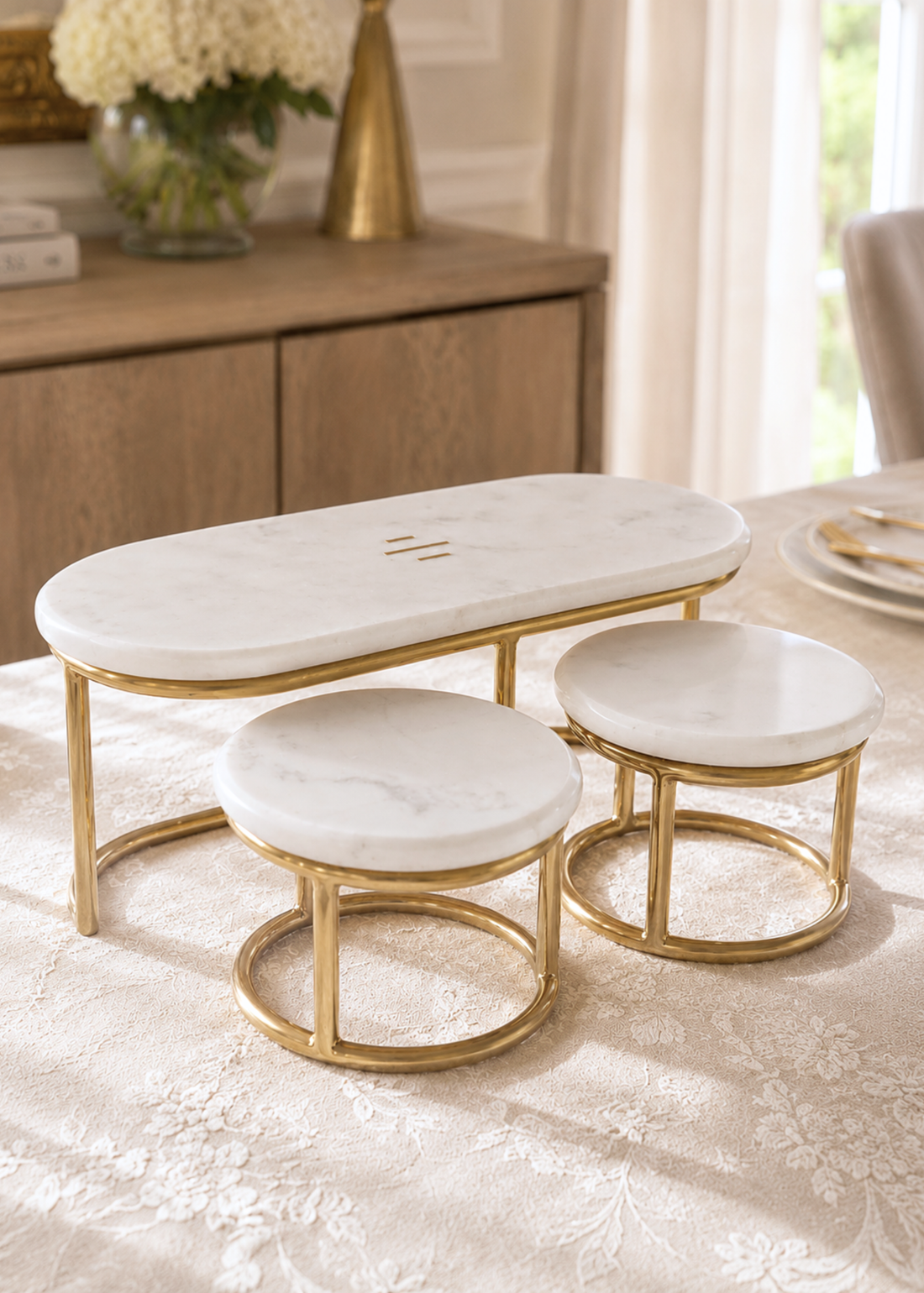 Soho Trio Marble Cake Stand -Set of 3