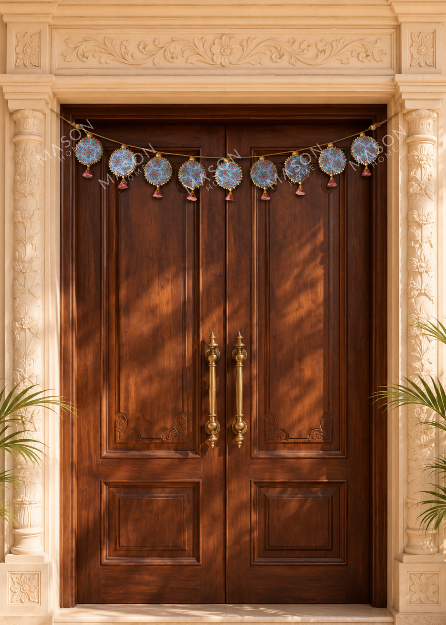 Festive Shubh Rang Reversible Toran - Pink &amp; Blue