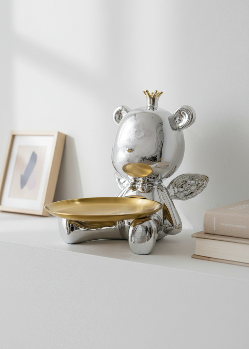 Chrome Bear Trinket Tray