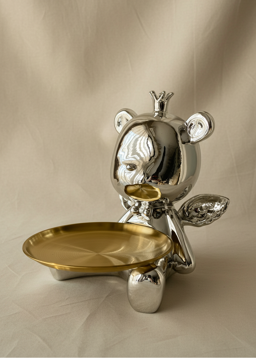 Chrome Bear Trinket Tray