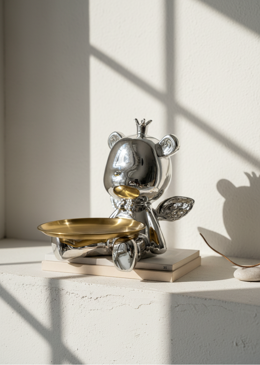 Chrome Bear Trinket Tray