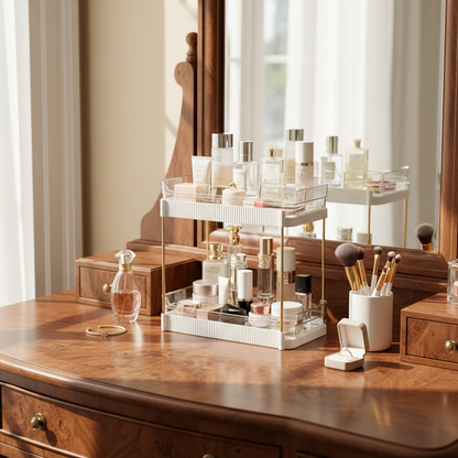 Two Tier Pullout Storage Rack - White