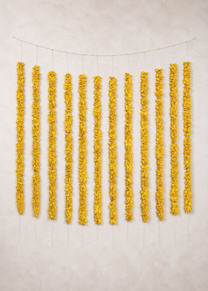 Decorative Artificial Yellow Gajra - Set Of 12 (3 Feet)