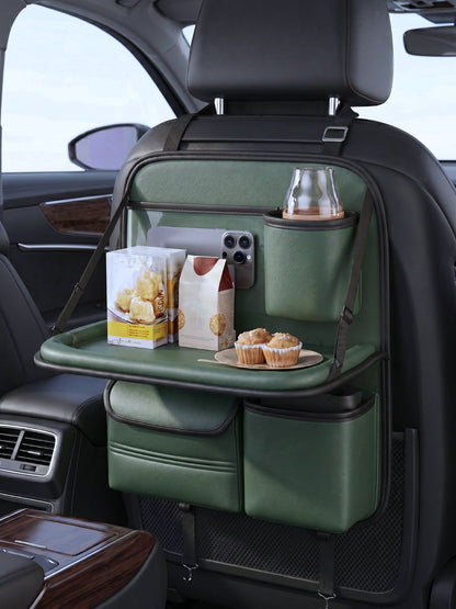Car Back seat Organizer With Tray - Green