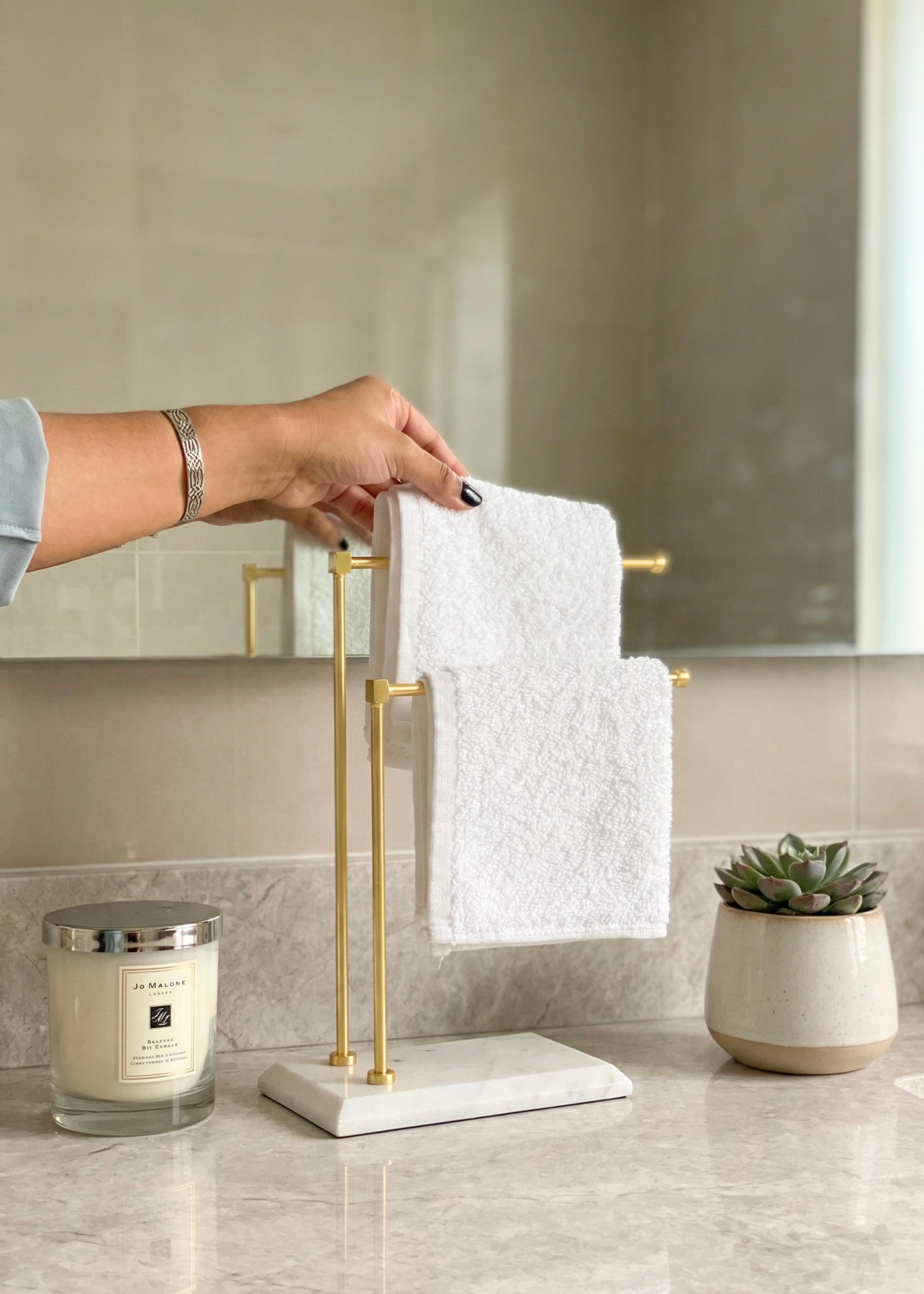 Melrose Hand Towel Stand - White &amp; Gold