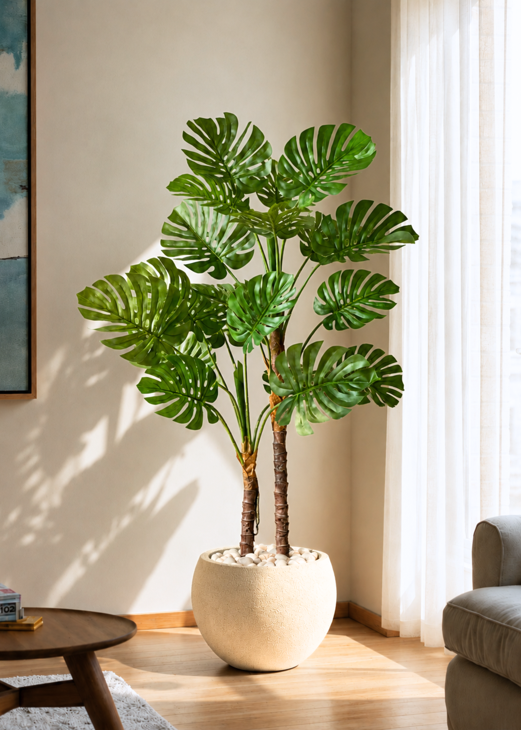 Artificial Dual Monstera Plant - 4 Feet